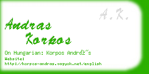 andras korpos business card
